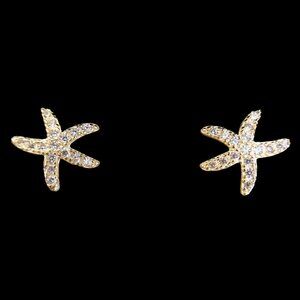 14kt Yellow Gold Plated Starfish Studs with CZs